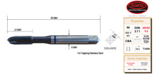 BLUE BAND GUN TAP: M8 X 1.25 SPIRAL POINT (SOMTA)