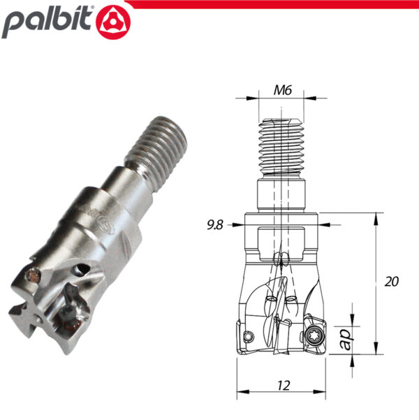 FACE MILL: D12.0MM  THREADED LINEPRO 20090  (PALBIT) - Image 1
