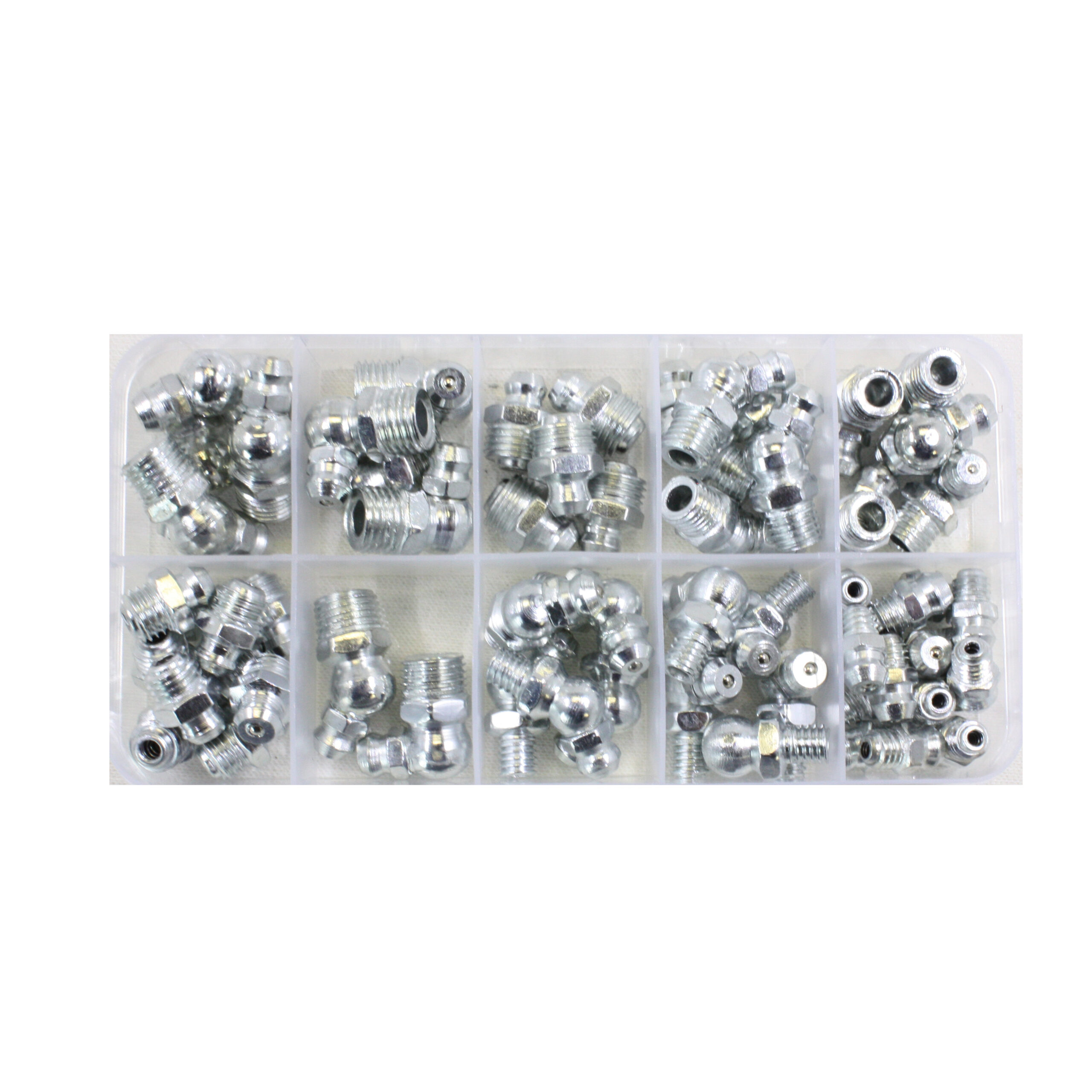 FIT300214 GREASE NIPPLES: 60PC ASSORTED STRAIGHT & ELBOW - Image 1