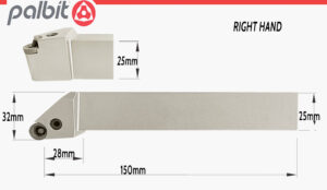 LATHE TOOL HOLDER: PRSNR 2525 R/L K09 - RIGHT HAND  (PALBIT)