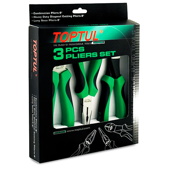 P--148600 PLIERS: TOPTUL 3PC SET 8" - Image 1