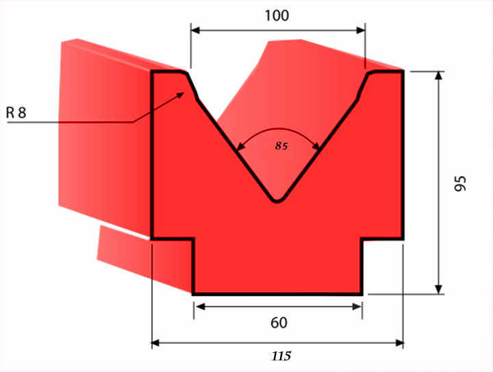 PBL600467 DIE SINGLE: "V" 2088/85deg V 100MM PBL600490 - Image 1