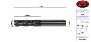END MILL: 4.0MM CARBIDE 4 FLUTE LONG SERIES (SOMTA)