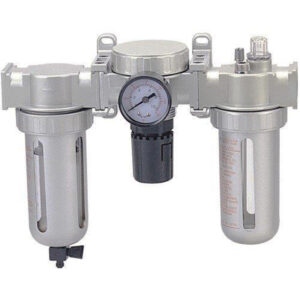 AIR FILTER REGULATOR OILER: 1/4" WITH GAUGE W/SHIELD