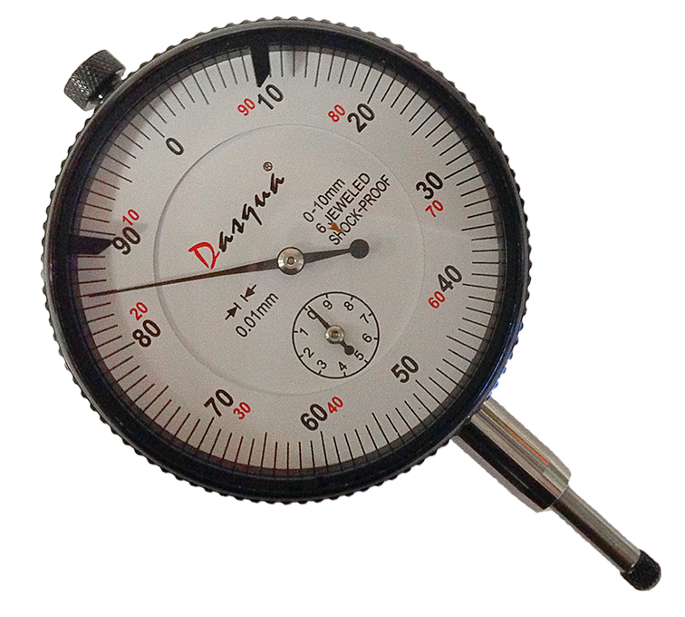 DIAL GAUGE: DASQUA 0-10MM X 0.01MM 2 X MOUNT PLATES