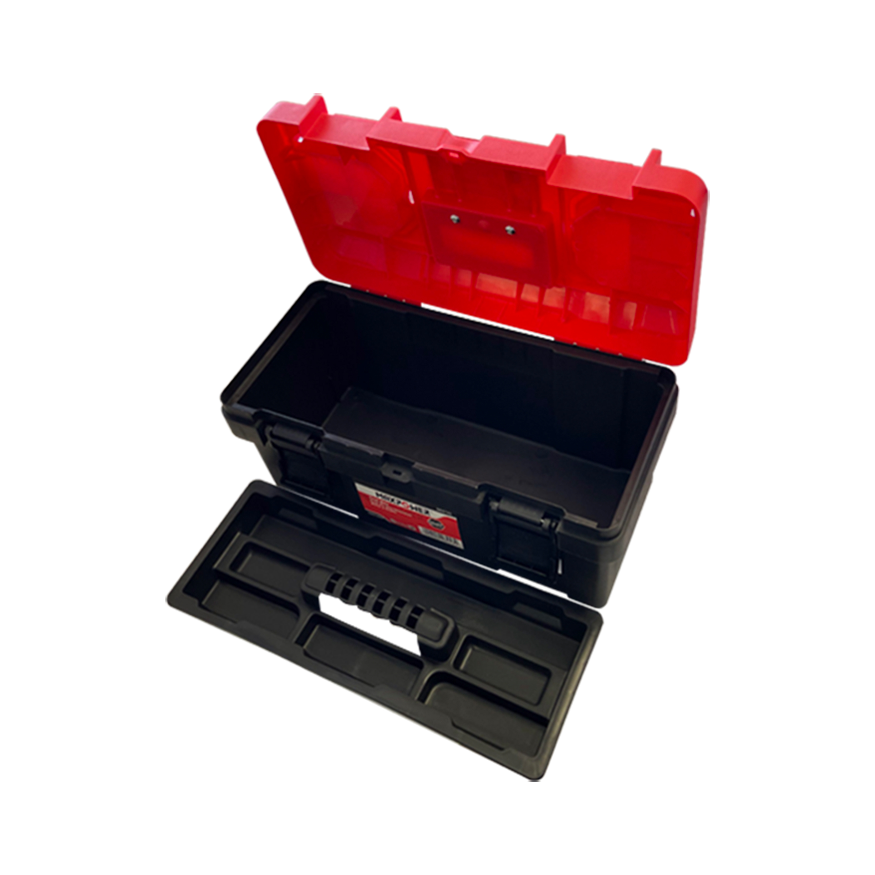 TOOL BOX: 14" PLASTIC W/TOTE TRAY MAXPOWER