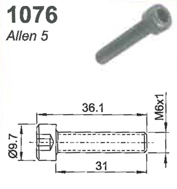 SCREW: M6 X 1.0 X 31.0MM (ALLEN 5) - Image 1