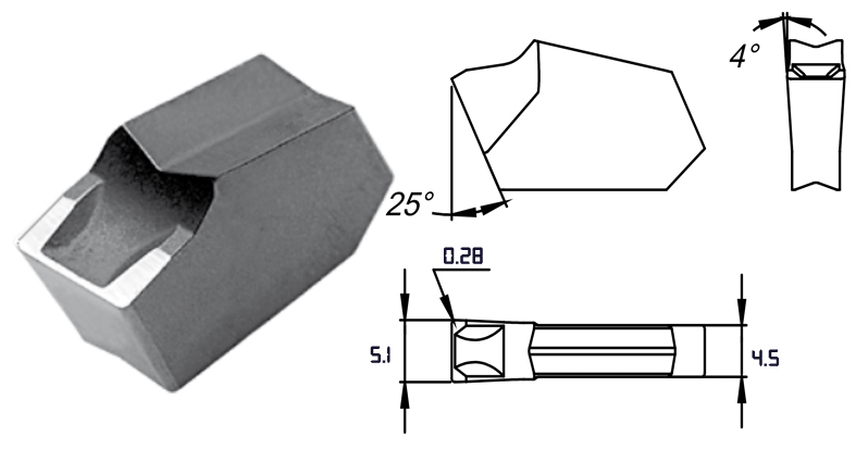 PARTING INSERT (GCMX)  5MM PH5135 (PALBIT) (GTN-5)