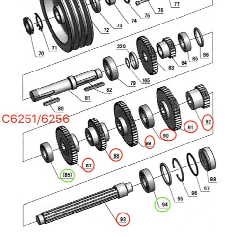 C-6256A: # GEARS & SPLINE SHAFT (NEW DESIGN)