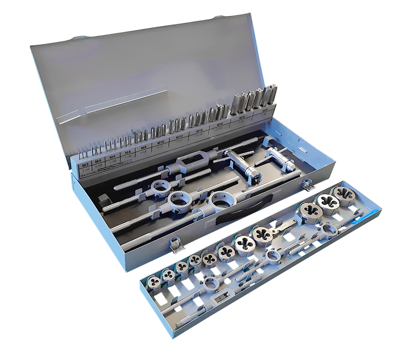 TAP & DIE SET: 64PC M3-M24 HSS