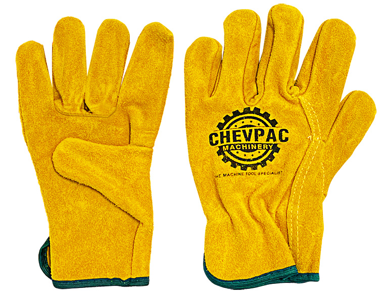 GLOVES: LEATHER RIGGERS PAIR MEDIUM (GREEN TRIM)